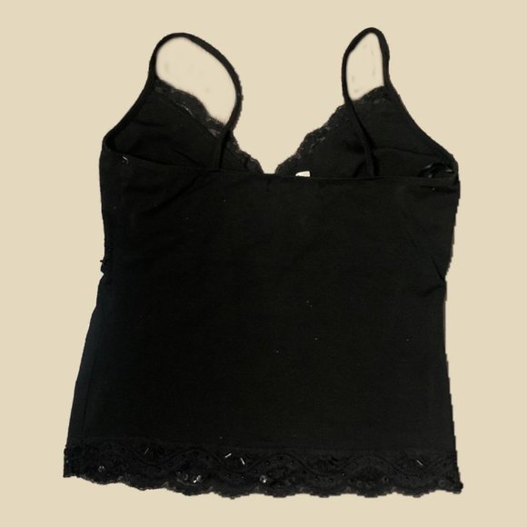 y2k lacey black tank with sequin and beading details - Picture 2 of 4